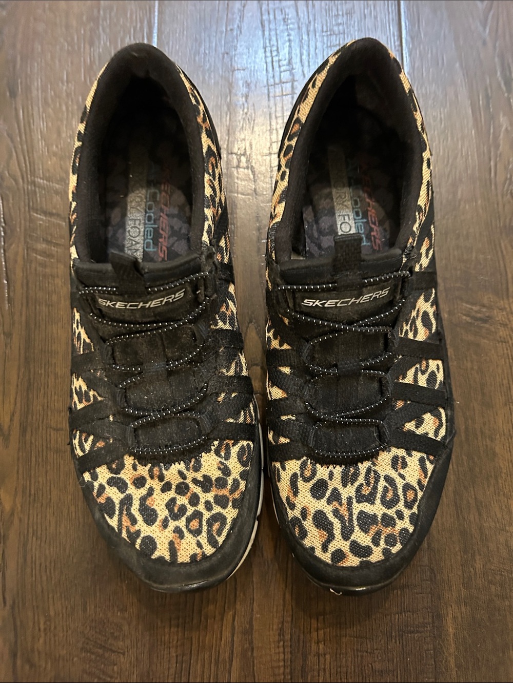 Skechers Leopard-Print Slip-On Sneakers - Black & Tan